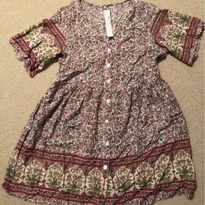 Boutique size L Gaovot pink floral dress with buttons and pockets